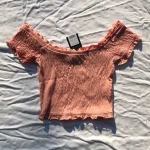 NWT Baby Pink Off the Shoulder Crop Top